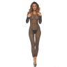 Bodystocking noir ouvert à l'entrejambe - REN7108-BLK