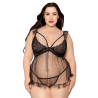 Babydoll grande taille noir et string assorti - DG13694XBLK