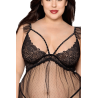 Babydoll grande taille noir et string assorti - DG13694XBLK