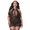 Nuisette grande taille avec porte jarretelles et fouet - DG13704XBLK