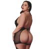 Nuisette grande taille avec porte jarretelles et fouet - DG13704XBLK