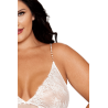 Nuisette longue blanche grande taille en dentelle florale