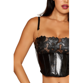 Bustier noir avec armatures en simili cuir