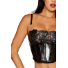 Bustier noir avec armatures en simili cuir