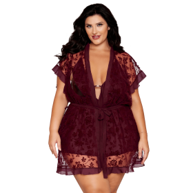 Nuisette et peignoir grande taille couleur aubergine - DG13666XCHE