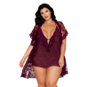 Nuisette et peignoir grande taille couleur aubergine - DG13666XCHE