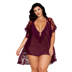 Nuisette et peignoir grande taille couleur aubergine - DG13666XCHE