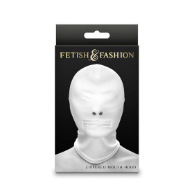 NS NOVELTIES - FETISH & FASHION CAPUCHE BOUCHE FERMÉE À FERMETURE ÉCLAIR NYLON BLANC