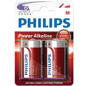 PHILIPS - BLISTER POWER ALCALINE PILA D LR20 * 2