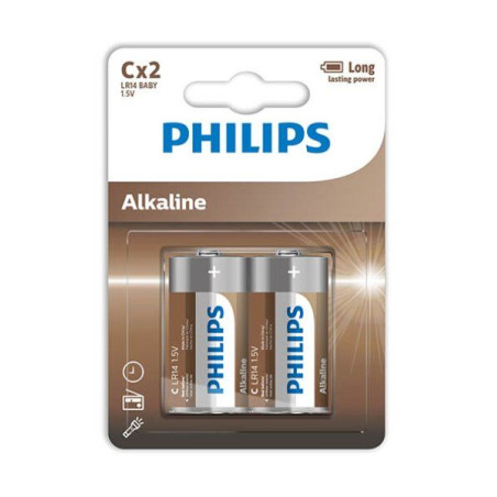 PHILIPS - PILES ALCALINES C LR14 BLISTER*2