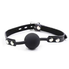 OHMAMA FETISH - BALL GAG EN SILICONE AVEC CEINTURE EN CUIR