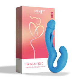 Harmony Duo Strap on vibrant avec tapotage - Bleu