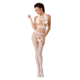 PASSION - FEMME BS048 BODYSTOCKING BLANC TAILLE UNIQUE