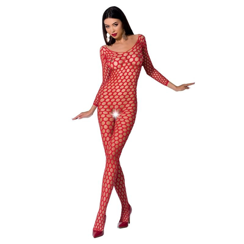 PASSION - FEMME BS077 BODYSTOCKING TAILLE UNIQUE ROUGE