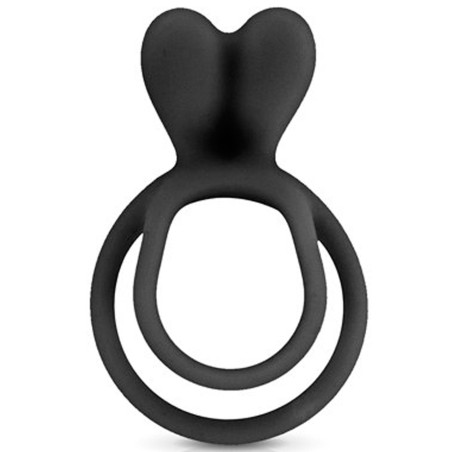 Double cockring noir avec stimulateur de clitoris - CC5710050010