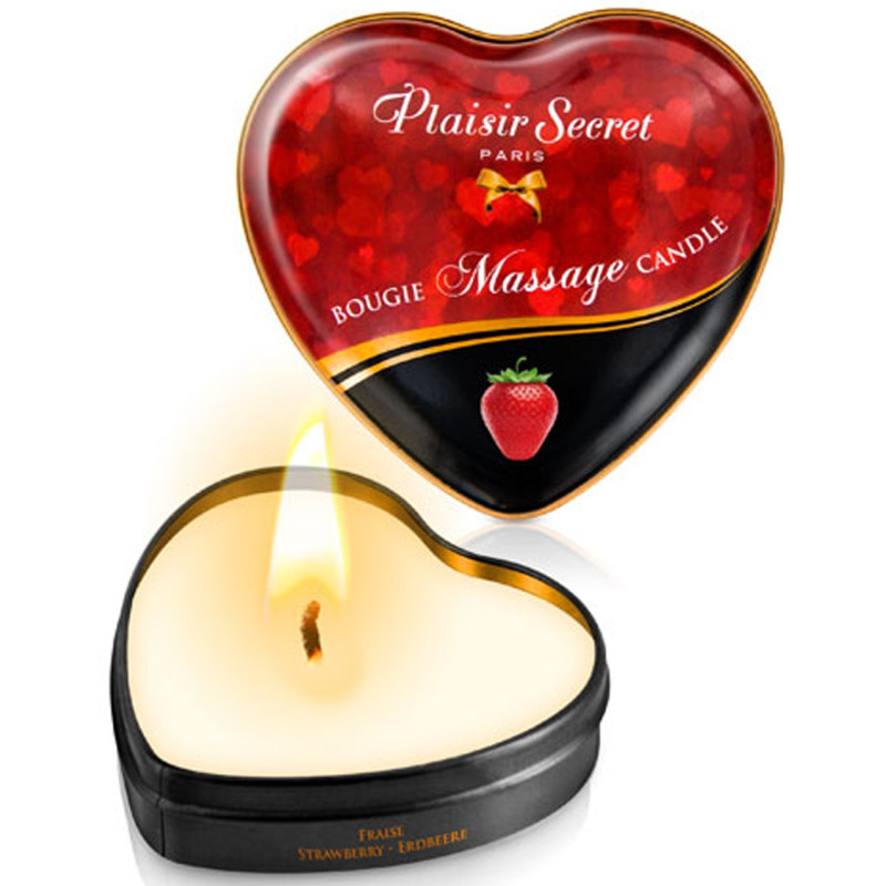 Mini bougie de massage fraise boîte coeur 35ml - CC826064