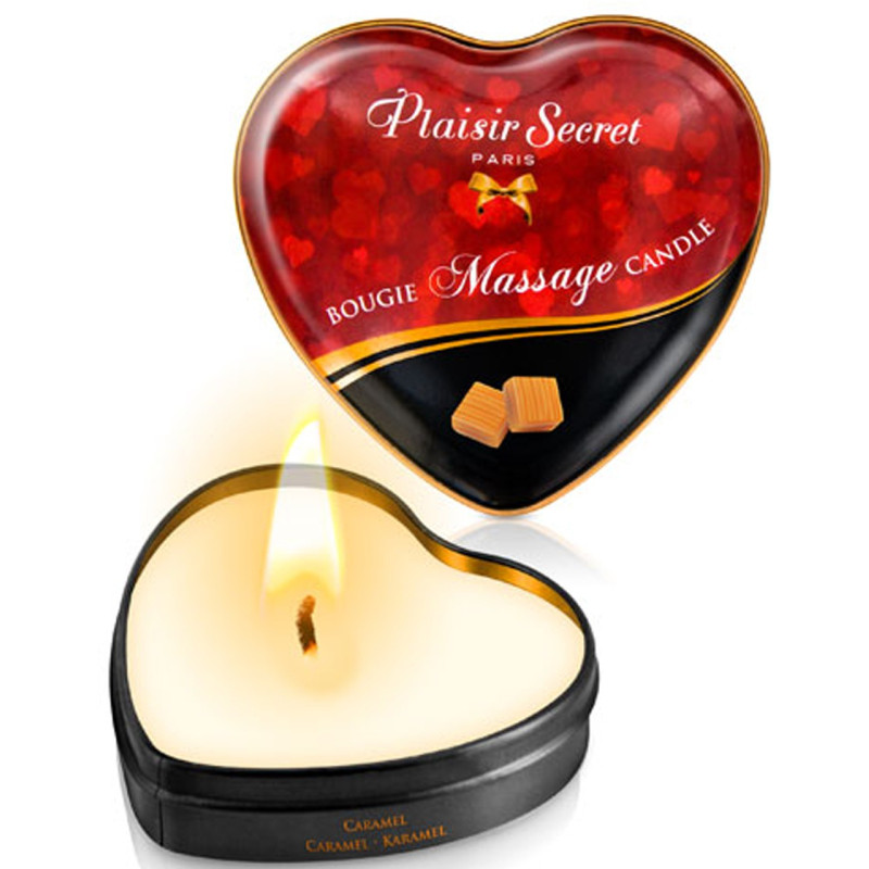 Mini bougie de massage caramel boîte coeur 35ml - CC826068