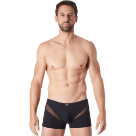 Boxer noir sexy avec fine résille en V - LM805-67BLK