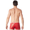 Boxer rouge sexy avec bandes fine résille et déco zippée - LM808-67RED