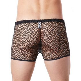 Boxer noir sexy filet irrégulier fétichiste - LM810-67BLK