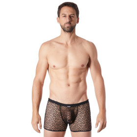 Boxer noir sexy filet irrégulier fétichiste - LM810-67BLK