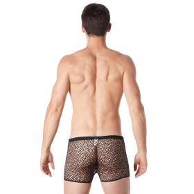 Boxer noir sexy filet irrégulier fétichiste - LM810-67BLK