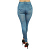 Legging bleu style jean moulant avec impressions sur poches - FD1018