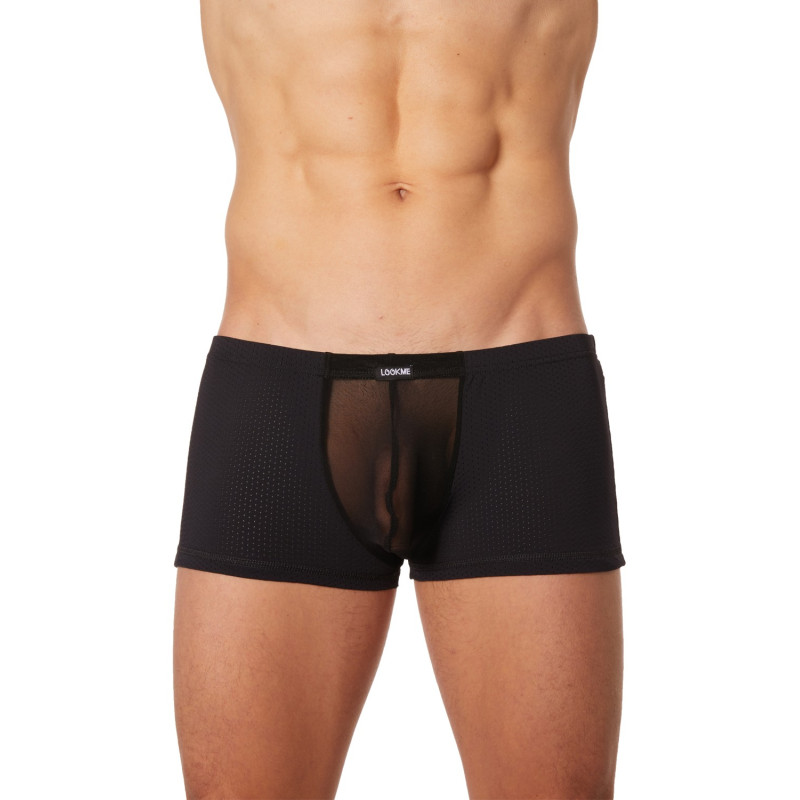 Boxer noir finement ajouré et transparence - LM905-67BLK