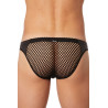 Slip noir filet avec bandes simili cuir - LM911-61MBLK