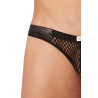 Slip noir filet avec bandes simili cuir - LM911-61MBLK