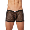 Boxer noir filet avec côtés simili cuir - LM911-67MBLK