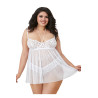 Nuisette en dentelle extensible blanche grande taille - DG11847XWHT