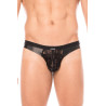 Jock noir en dentelle et simili cuir - LM2002-27BLK