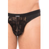 Jock noir en dentelle et simili cuir - LM2002-27BLK