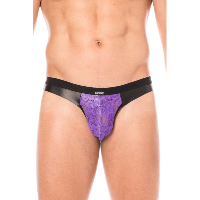 Jock violet en dentelle et simili cuir - LM2002-27PUR