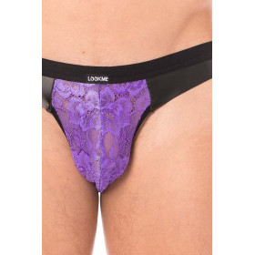 Jock violet en dentelle et simili cuir - LM2002-27PUR