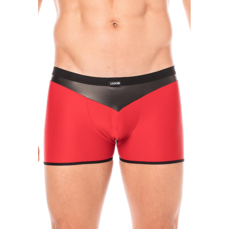 Boxer rouge simili cuir brillant - LM2001-67RED