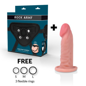 ROCKARMY - HARNAIS + GODE RÉALISTE TIGRE DOUBLE DENSITÉ 14CM