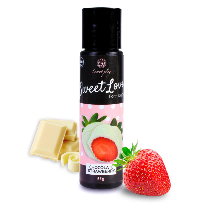 2 en 1 Gel de massage et lubrifiant fraise chocolat blanc 100% comestible - SP6720