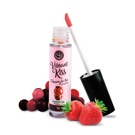 Gloss sexe oral vibrant chewing gum à la fraise 100% comestible - SP6539