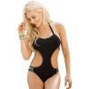 Monokini noir avec broderies colorées - RECMAR6924BLK Reconditionné