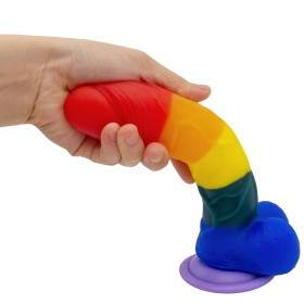 Gode ventouse multicolore réaliste avec testicules - YOJ-064