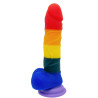 Gode ventouse multicolore réaliste avec testicules - YOJ-064