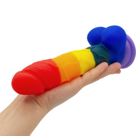 Gode ventouse multicolore réaliste avec testicules - YOJ-064