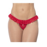 Culotte ouverte rouge avec froufrou en dentelle  - MAL119RED