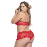 rouge top bustier et shorty dentelle   - MAL206XRED