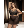 grande taille transformable en nuisette ou ensemble 2 pièces  - MAL7433XBLK