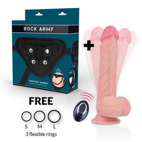 ROCKARMY - HARNAIS + VIBRATEUR SILICONE LIQUIDE PREMIUM TÉLÉCOMMANDE APACHE 22CM