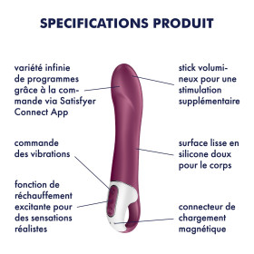 Vibromasseur chauffant connecté USB rouge Big Heat Satisfyer - CC597784