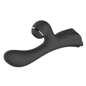 Vibromasseur double stimulation point G et clitoris par vibrations membrane noir USB - FAIRYBLACK